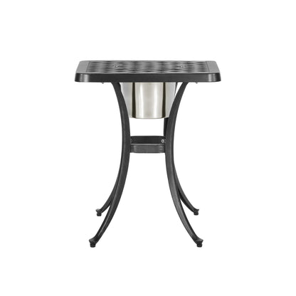 Outdoor Cast Aluminum Bistro Table With Ice Bucket - Black Copper