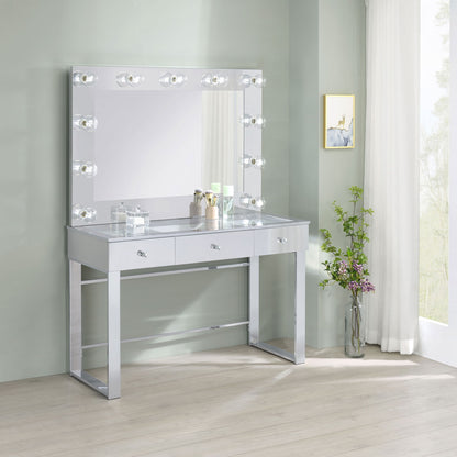 Trevor - 3 Drawer Makeup Vanity Table With Mirror - Chrome