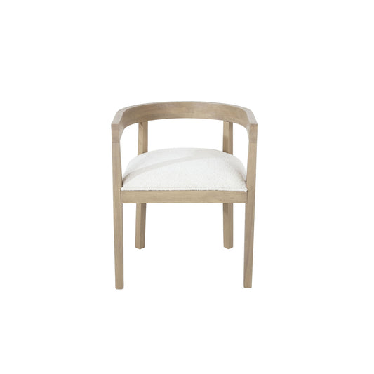 Modern Mid Century Dining Arm Chair Set With Upholstered Frame - Natural