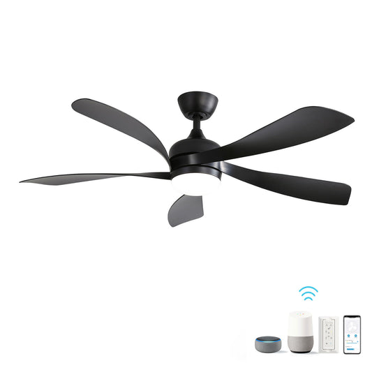 Modern Ceiling Fan With 3 Color Dimmable Light 5 ABS Blades Smart Remote Control Reversible Dc Motor