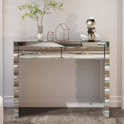 Console Table With 2 Drawers For Living Room - Silver