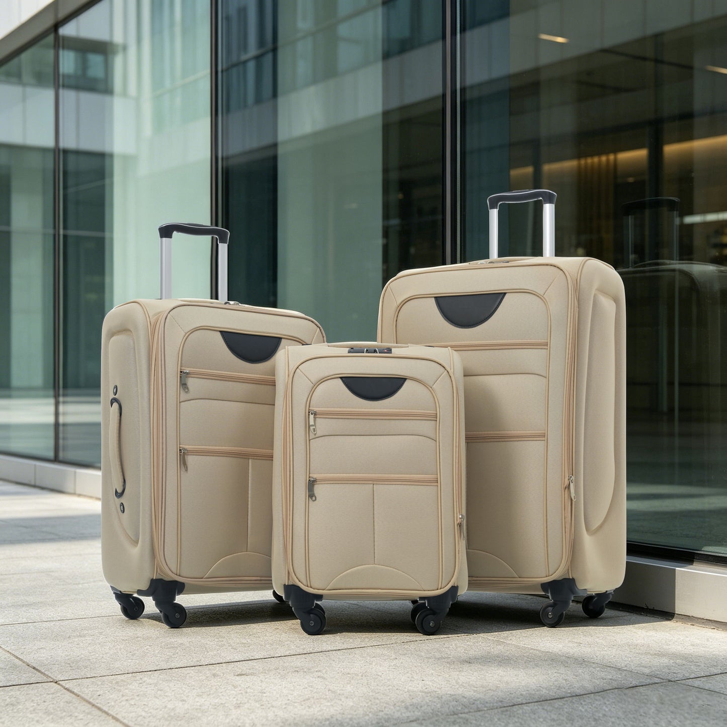 Softside Luggage Expandable 3 Piece Set Upright Spinner Lightweight Suitcase