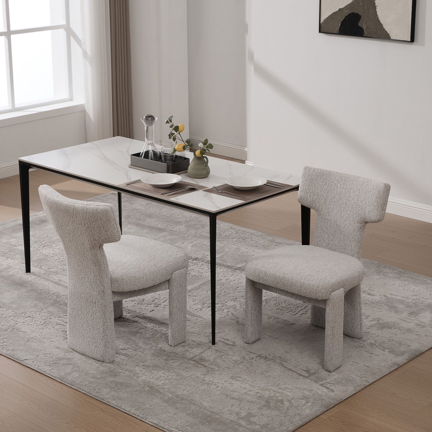 Armless Curved Back Accent Chairs (Set of 2)