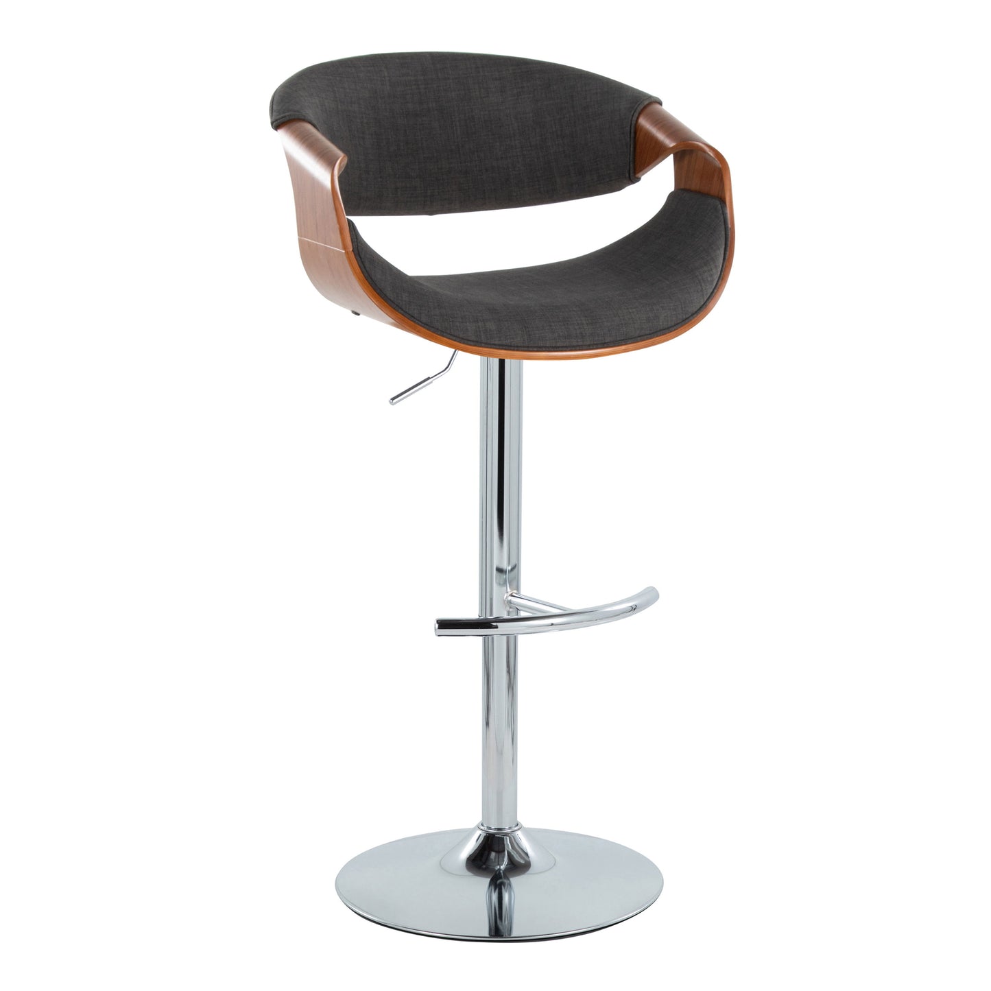 Curvo - Mid Century Modern Adjustable Barstool With Swivel With Rounded T Footrest (Set of 2)