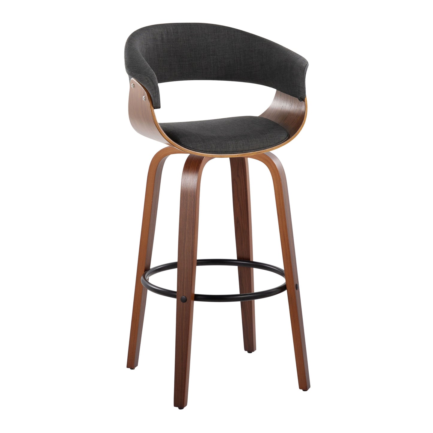 Vintage Mod - Mid Century Modern Fixed Height Barstool With Swivel & Round Footrest (Set of 2)