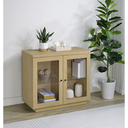 Metro - 2 Door Display Cabinet With Adjustable Shelves - Light Oak