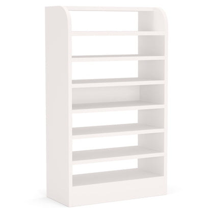 8 Tier Tall Shoe Rack, Wooden Shoe Storage Cabinet, Entryway Organizer - White