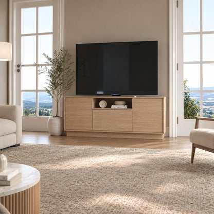 TV Stand For TVs Up To 65" & 2 Doors, 1 Drawer And 1 Open Shelf - Walnut