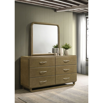 Bernardo - 6 Drawer Dresser And Mirror With Rounded Corners - Nutmeg Brown
