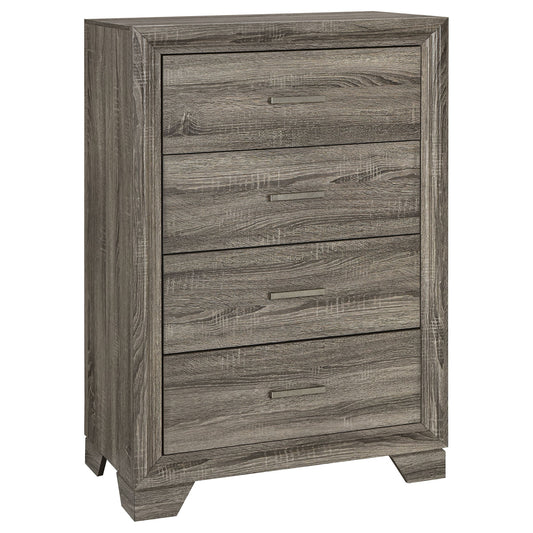 Funston - 4 Drawer Chest Of Drawers With Bar Handles - Brown Oak