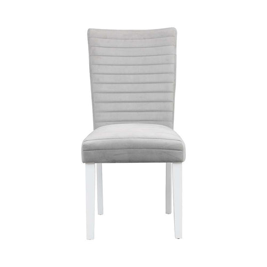 Elizaveta - Side Chair (Set of 2) - Gray Velvet &White High Gloss