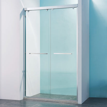 Double Sliding Shower Door Aluminium Alloy Frame, 5 / 16" (8Mm) Thick Sgcc Tempered Clear Glass