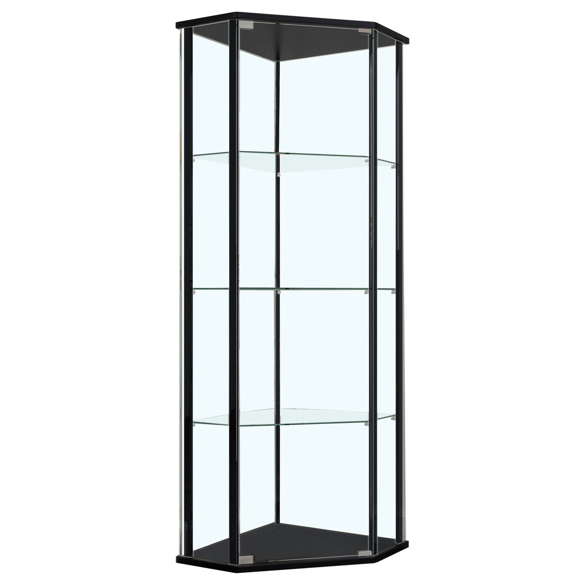 Lysander - 4 Shelf Curio Cabinet With Triangular Silhouette - Black