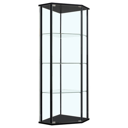 Lysander - 4 Shelf Curio Cabinet With Triangular Silhouette - Black