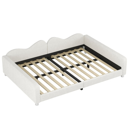 Upholstered Daybed, Sherpa Fabric Sofabed With Cloud-Shaped Backrest