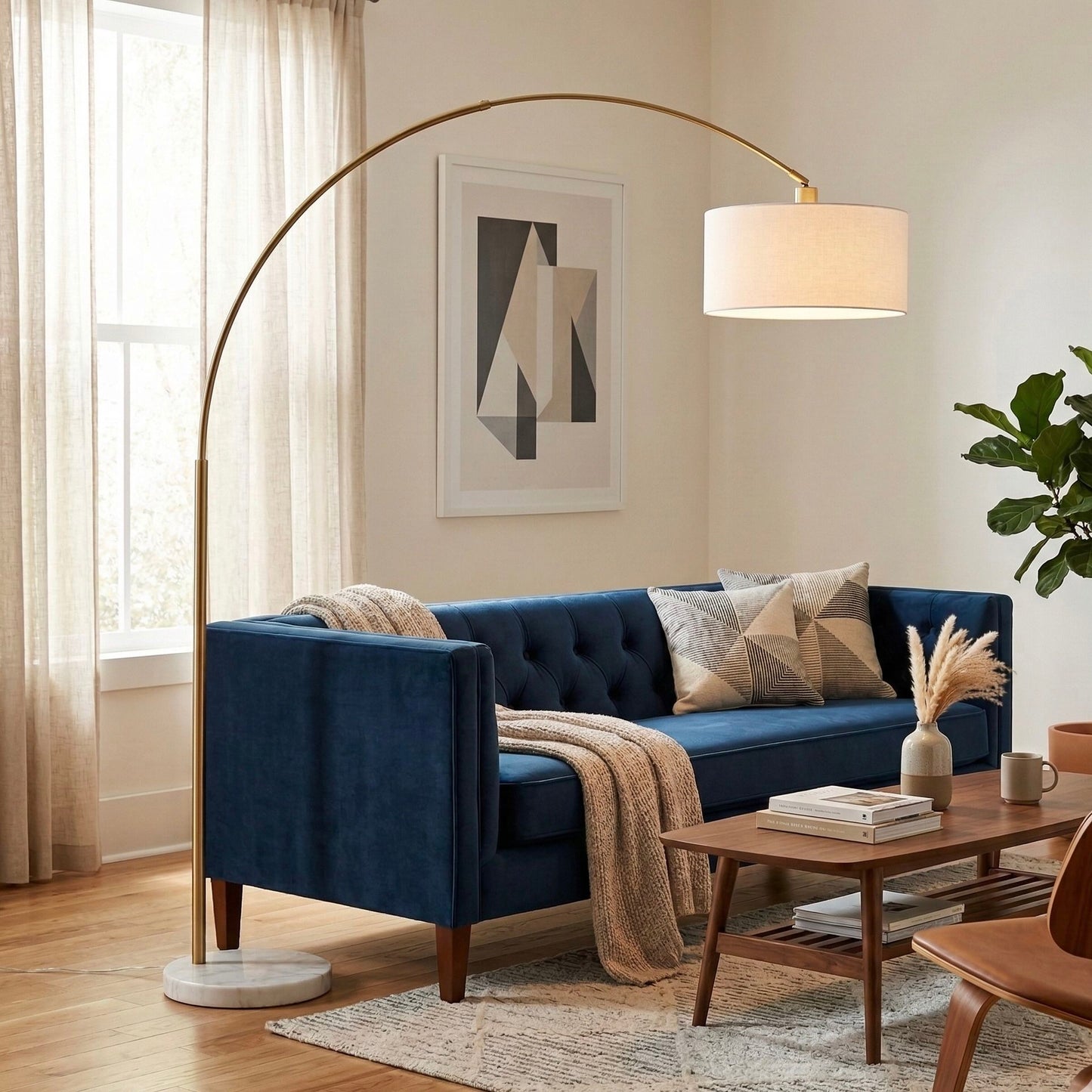 Ambient - Arch Floor Lamp With Large Shade - Gold / White