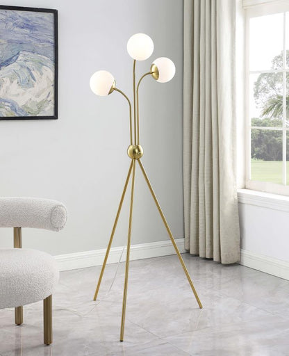 Miley - Spherical Bulb Tripod Tree Floor Lamp - Gold