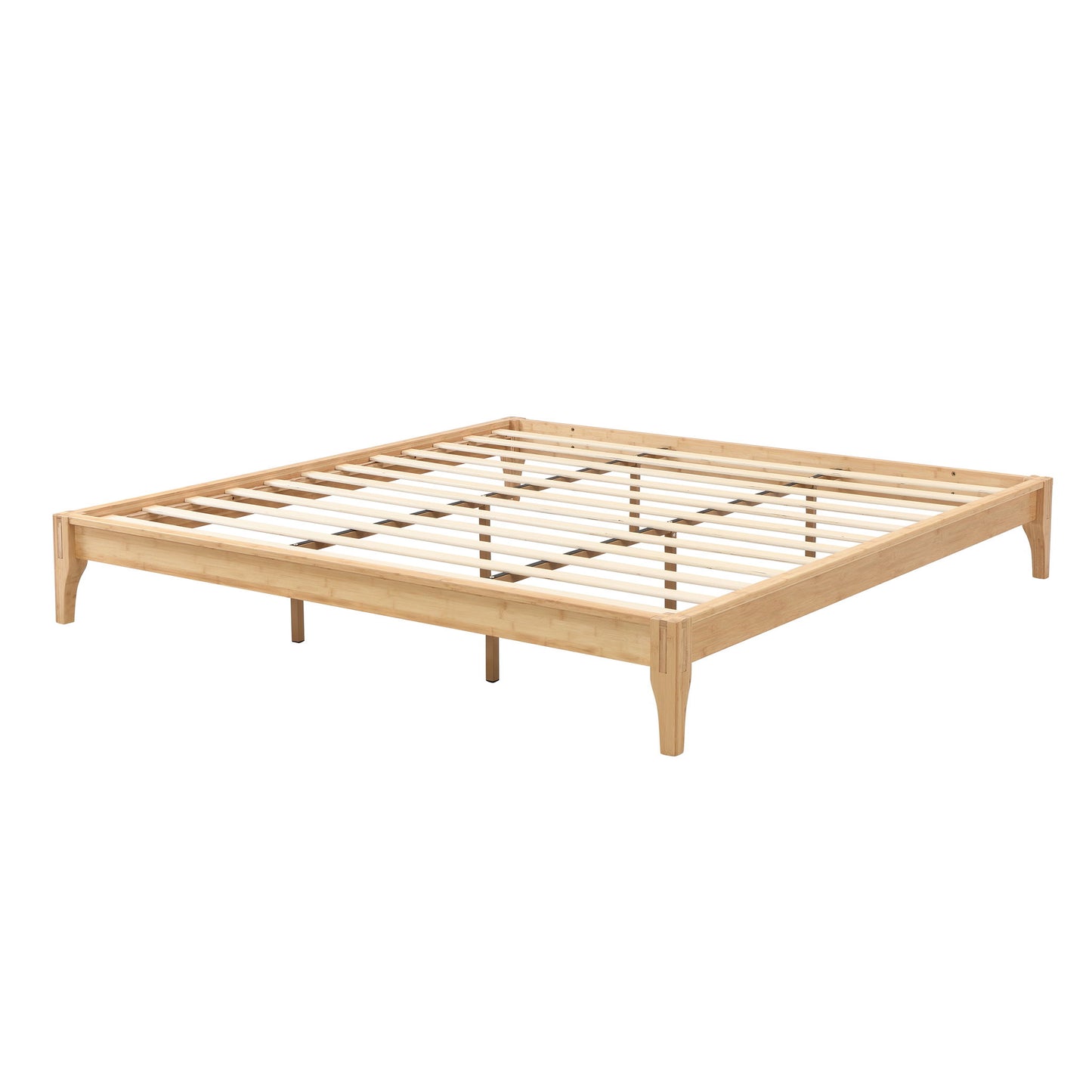 Solid Dry Bamboo Platform Bed Frame, With Slat Support
