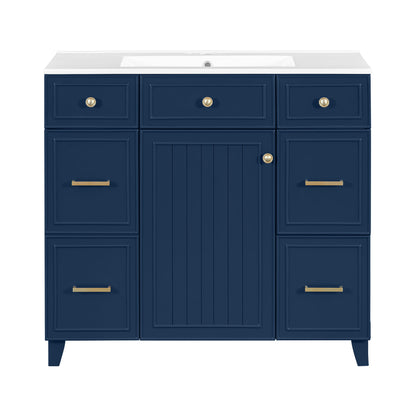 Bathroom Vanity With Ceramic Sink, Soft Close Doors, Adjustable Shelves