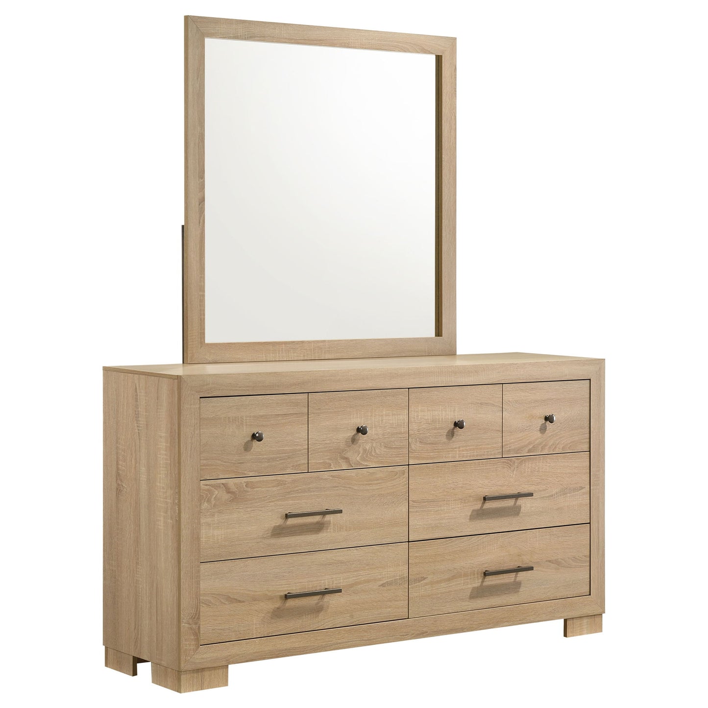 Merritt - 6 Drawer Dresser With Mirror - Light Oak