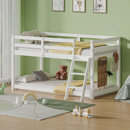 Twin Low Bunk Bed With LED Strip Lighting - White