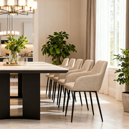 Dining Chair With Backrest And Wide Seat (Set of 2) - Beige