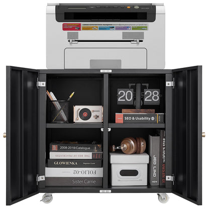 Office Furniture Copier Cabinet 2 Door Steel Copier Stand Mobile Pedestal File Printer Stand