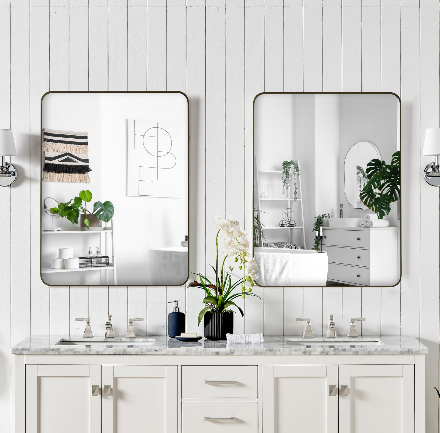 Wall Mirror Rectangular Mirror Metal Framed Mirror Vanity Mirror Dressing Mirror, For Bathroom, Living Room, Bedroom