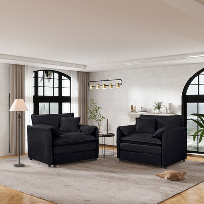 Modern Chenille Oversized Accent Chair, Comfy Single Sofa With Large Seat (Set of 2)