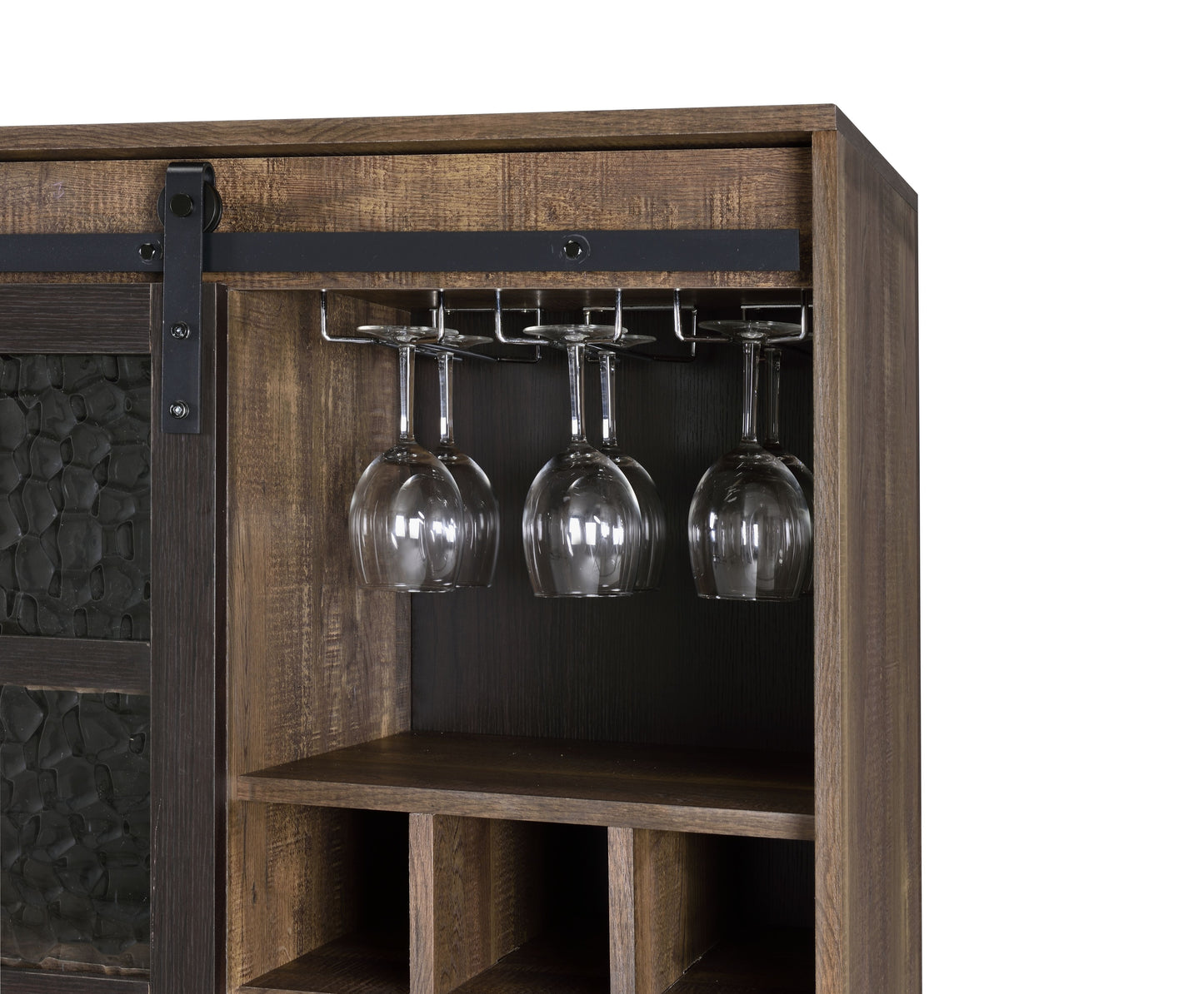 Treju Obscure - Glass, Rustic Wine Cabinet - Black / Oak