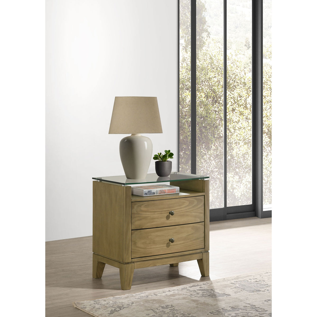 Menlo - 2 Drawer Nightstand - Pine Wood