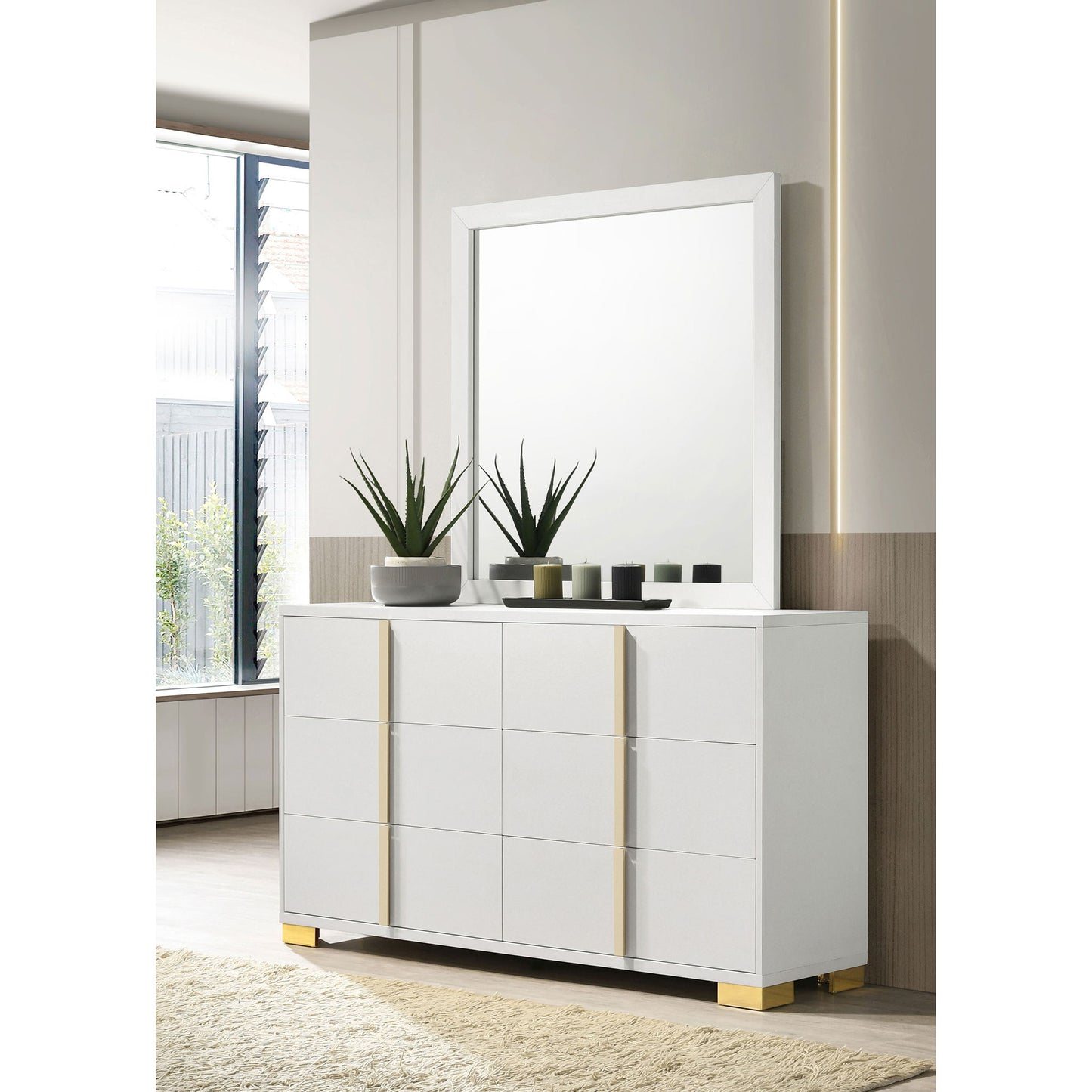 6 Drawer Dresser With Mirror - White