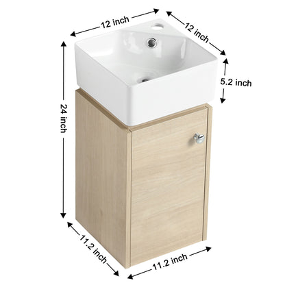 Wall Mounted Bathroom Vanity With Sink, Soft Close Door, Compact Design For Small Bathrooms