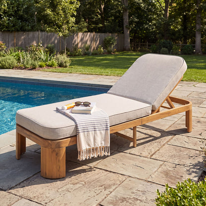 Outdoor Chaise Lounge With Cushion, 5 Position Adjustable Backrest
