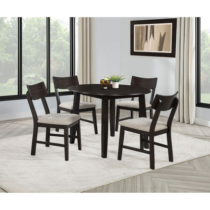 Jackie - 5 Piece Dining Set With Drop Leaf Table And Side Chairs - Dark Coffee