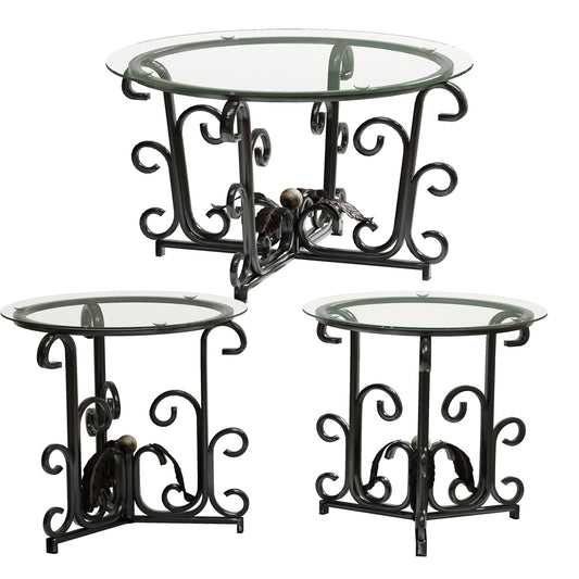 3 Piece Coffee Table Set, Scratch-Resistant - Black