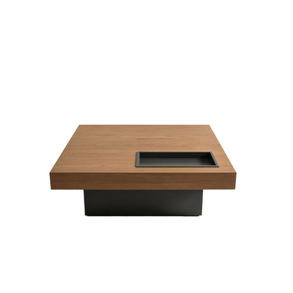 Square Floating Coffee Table For Living Room - Dark Walnut
