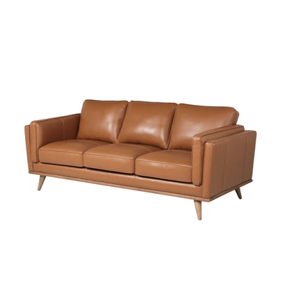 Modern Leather Sofa - Caramel