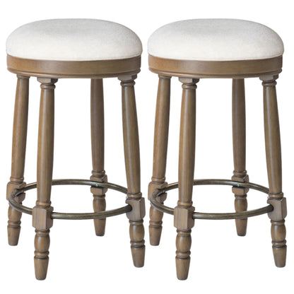 360° Swivel Wooden Barstools With Upholstered Seat, Counter Height (Set of 2)