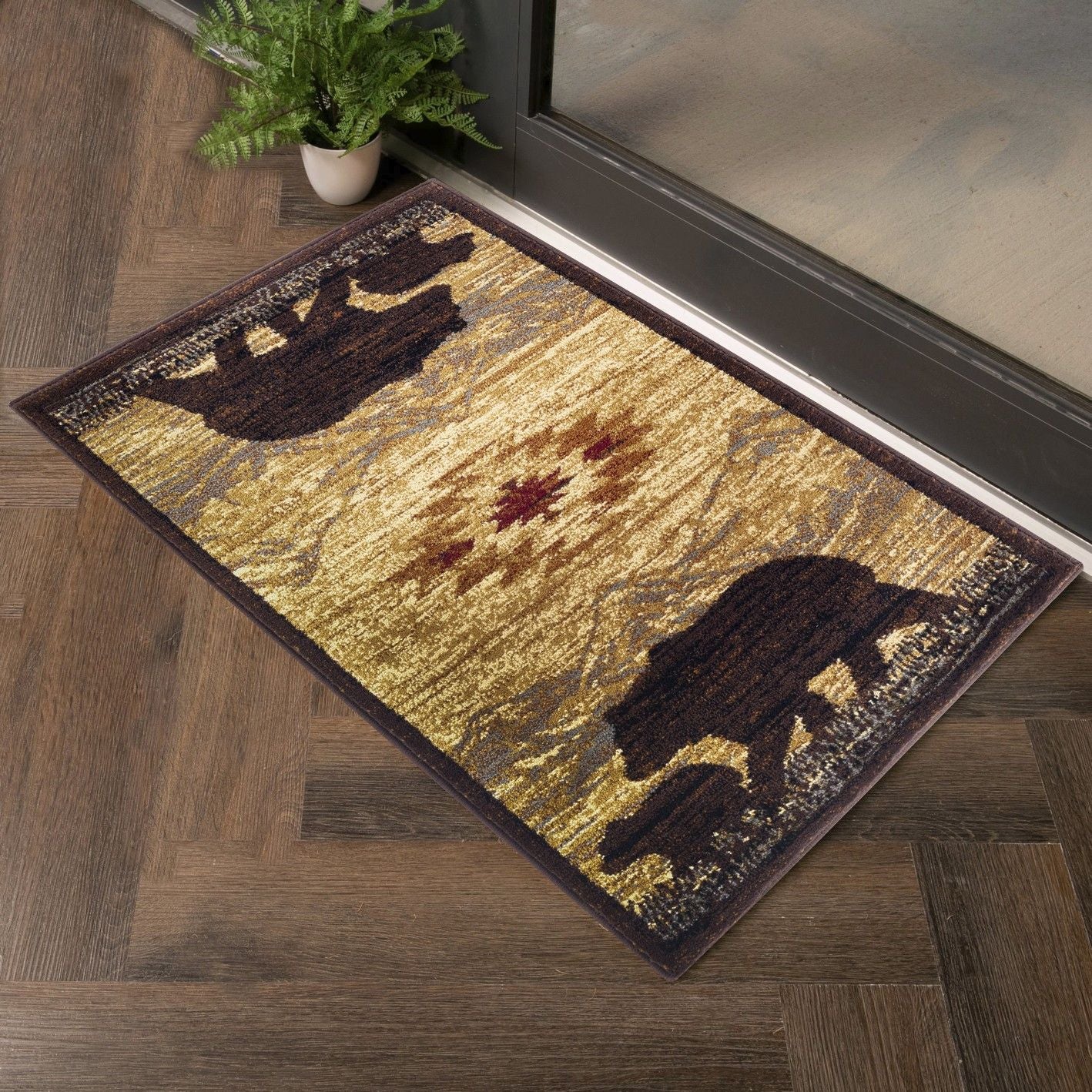 Nature's Nest - 5'3" X 7'3" Lodge Area Rug - Multi / Beige