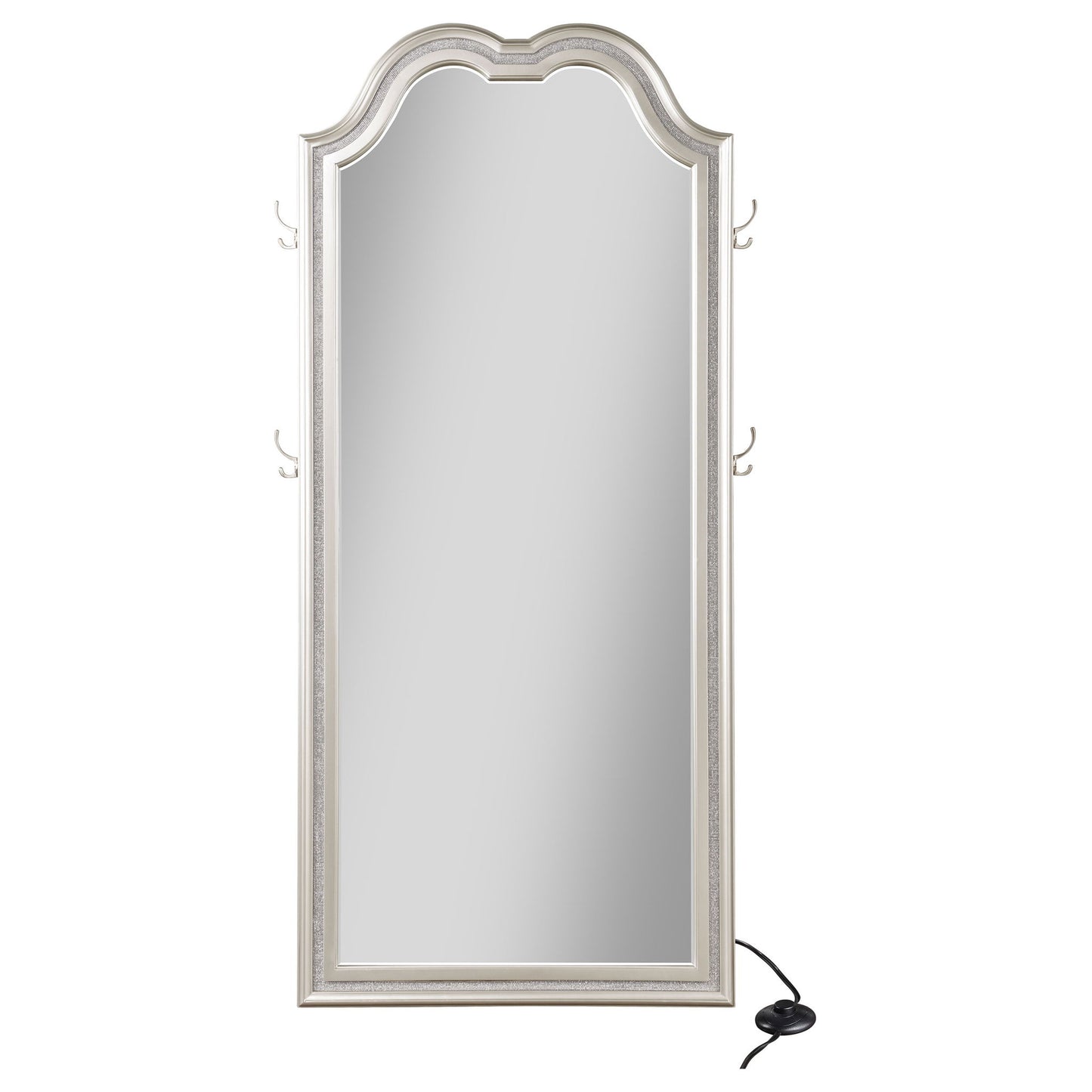 Colwood - Full Floor Mirror With LED Lighting And Storage Hooks - Silver