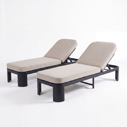 Outdoor Chaise Lounge With Cushion, 5 Position Adjustable Backrest