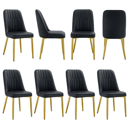 Modern Dining Chairs With Metal Legs And Simple Line Design On Backrest