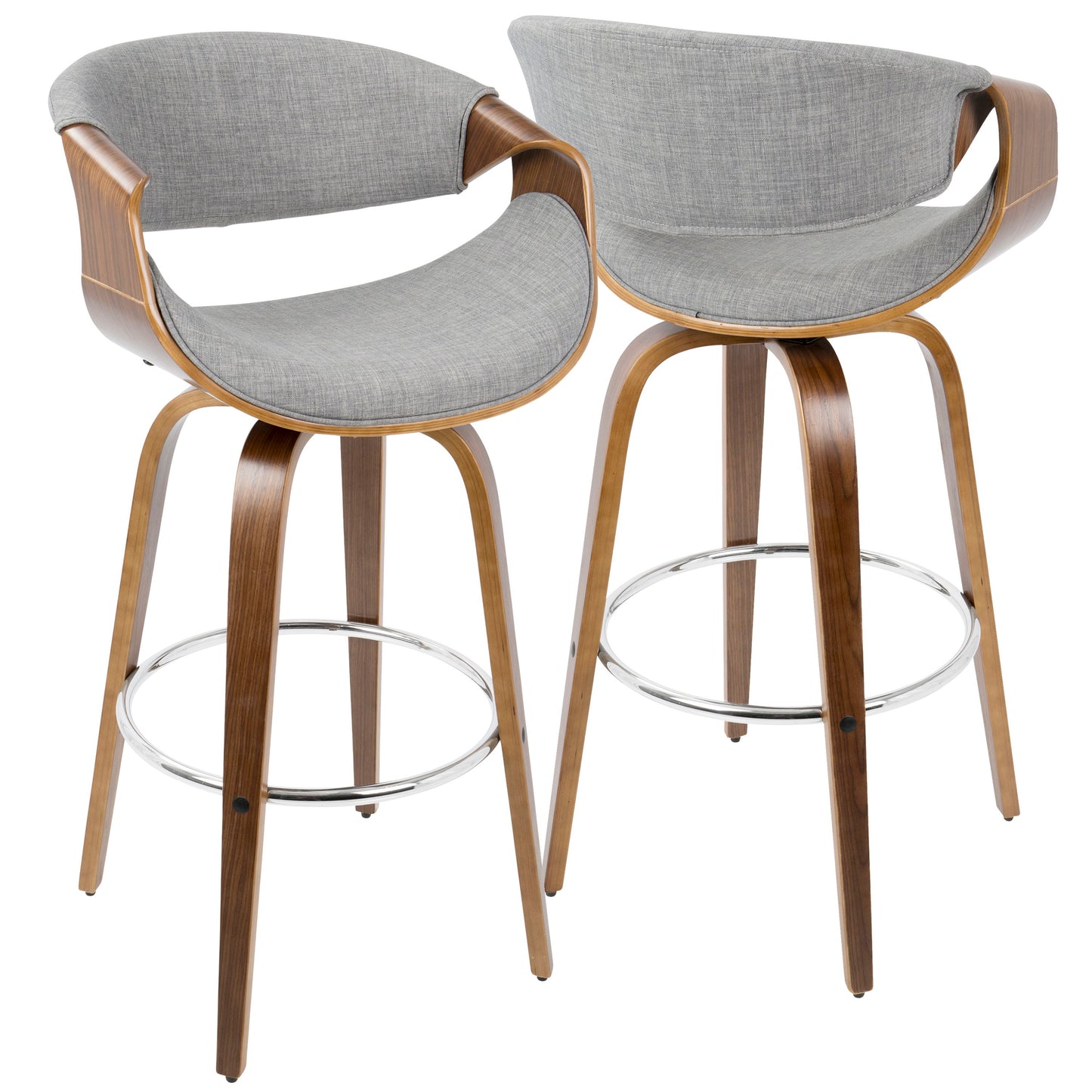 Curvini Mid - Century Modern Fixed Height Barstool With Swivel (Set of 2)