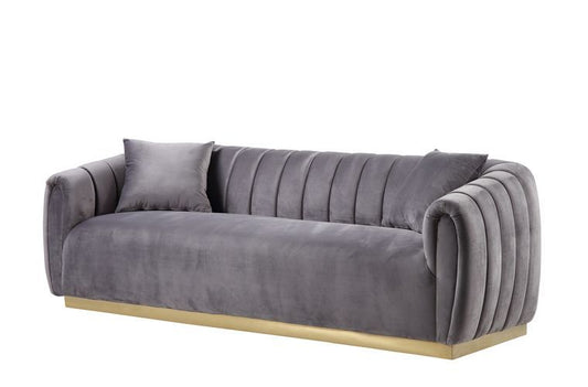 Elchanon - Sofa - Gray Velvet & Gold Finish