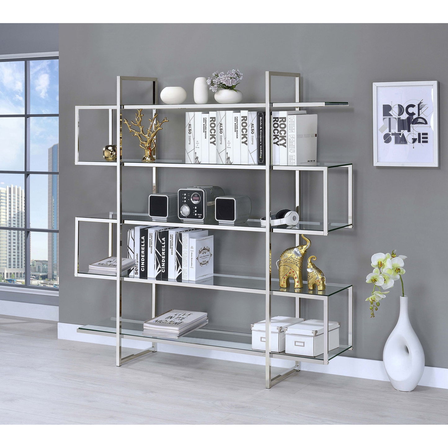 Harison - 5 Shelf Bookshelf - Clear