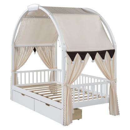 Bed With Arched Roof And 2 Drawers