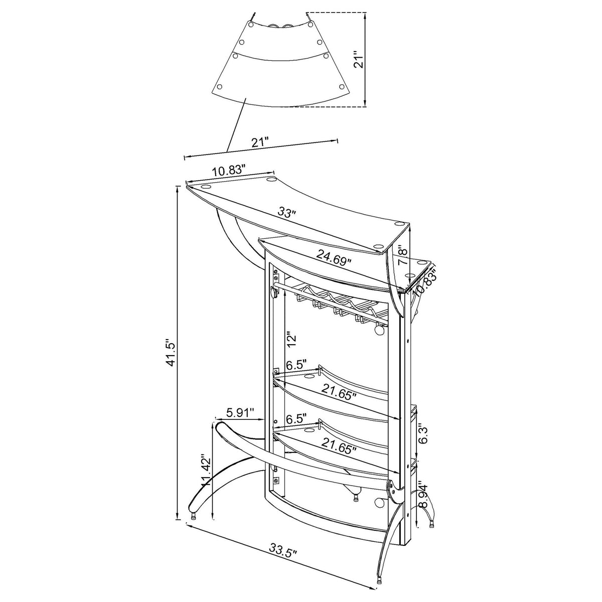 Elaina - 2 Shelf Home Bar
