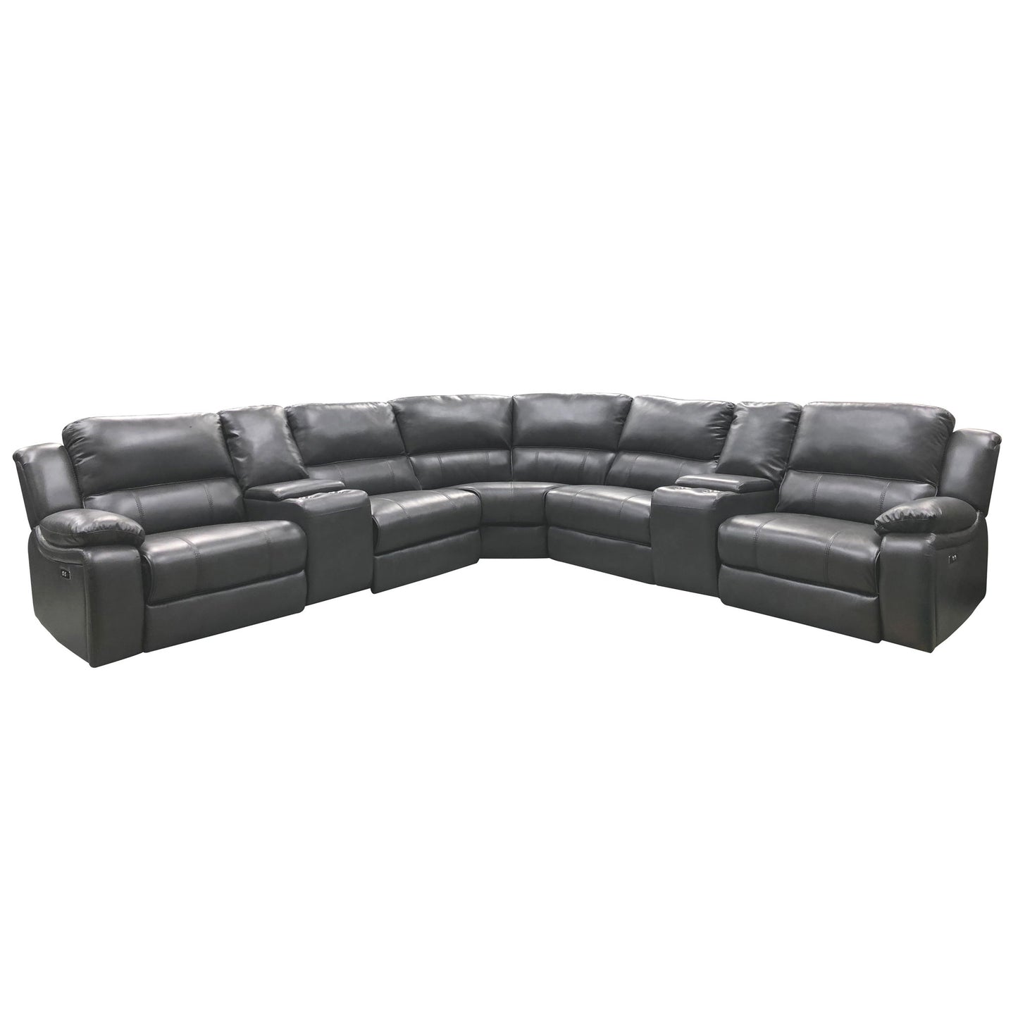 Power Reclining Sectional Sofa With 3 Adjustable Recliners, USB Ports & Cup Holders, Oversized Seating For Living Room - Black