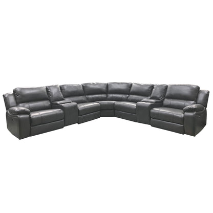 Power Reclining Sectional Sofa With 3 Adjustable Recliners, USB Ports & Cup Holders, Oversized Seating For Living Room - Black